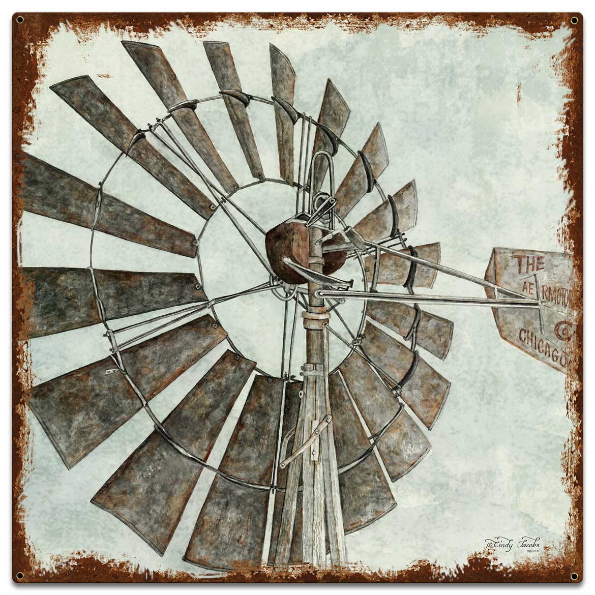 Windmill Vintage Sign, Home & Garden, Metal Sign, Wall Art, 24 X 24 Inches