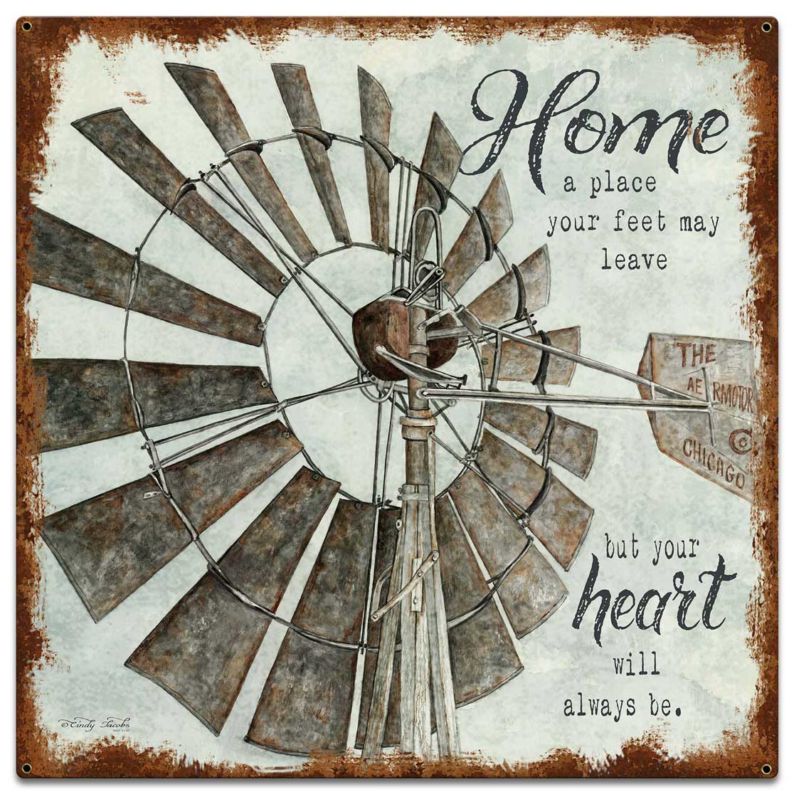 Windmill Home Vintage Sign, Home & Garden, Metal Sign, Wall Art, 24 X 24 Inches