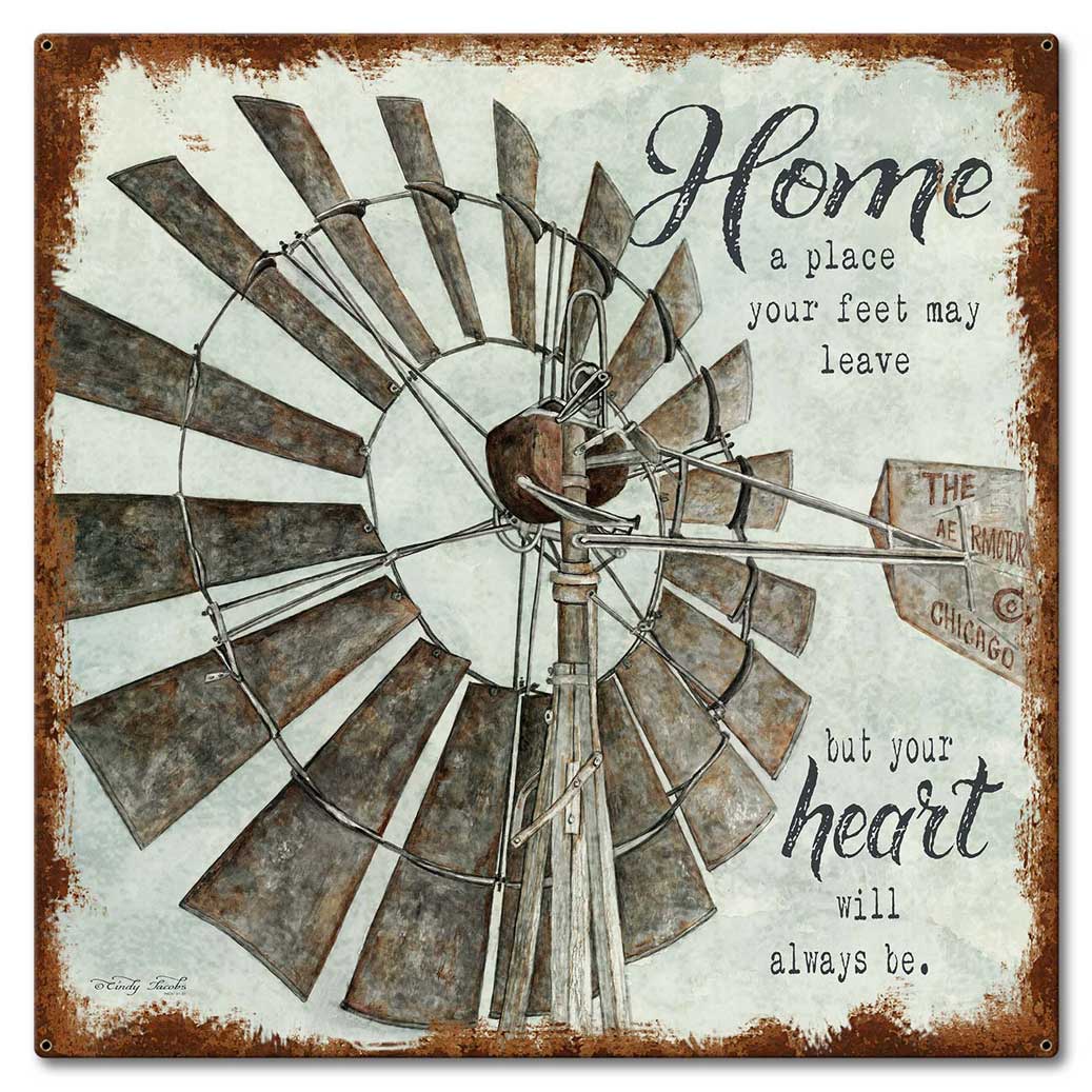 Windmill Home Vintage Sign, Home & Garden, Metal Sign, Wall Art, 17 X 17 Inches