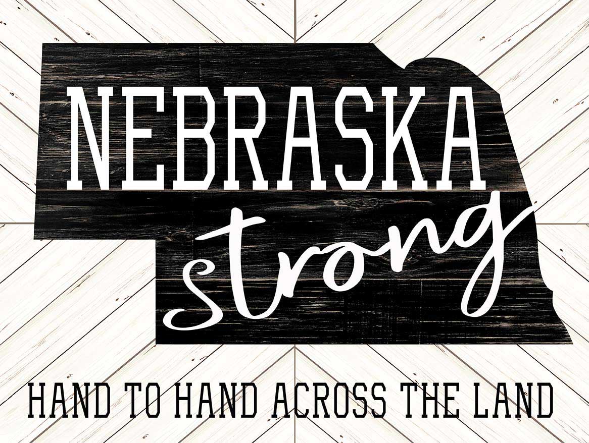 CIN255 - Nebraska Strong black hand to hand, Home & Garden, Metal Sign, Wall Art, 16 X 12 Inches