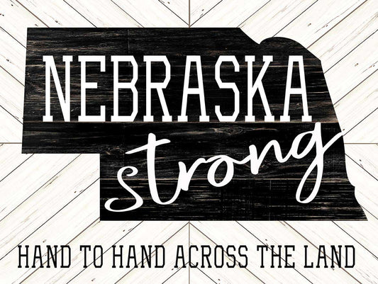 CIN255 - Nebraska Strong black hand to hand, Home & Garden, Metal Sign, Wall Art, 16 X 12 Inches