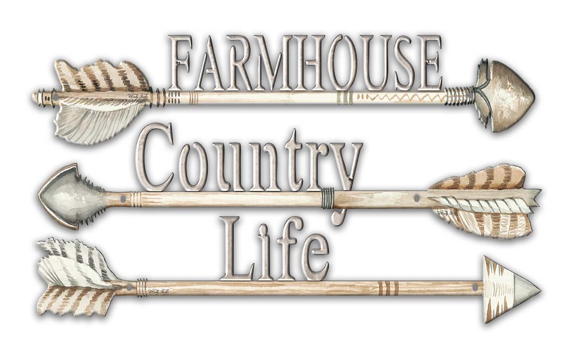 Arrows Farmhouse Country Life Vintage Sign, Home & Garden, Metal Sign, Wall Art, 14 X 8 Inches