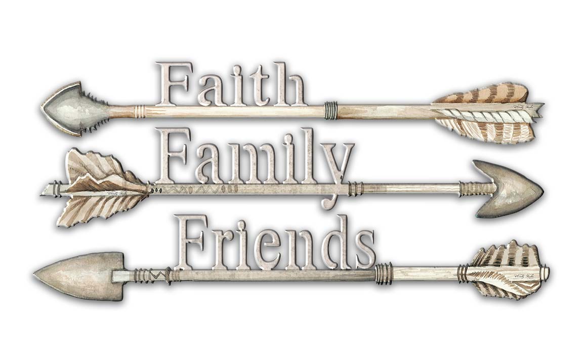 Arrows Faith Family Friends Vintage Sign, Ocean and Beach, Metal Sign, Wall Art, 14 X 8 Inches