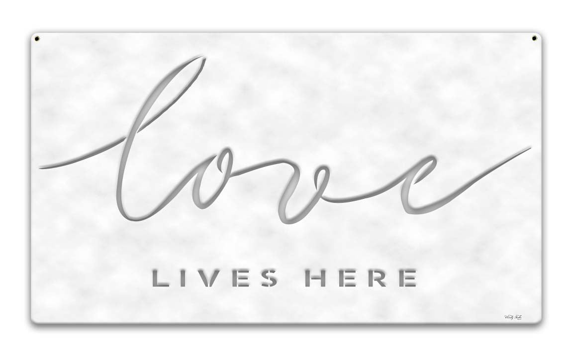 Love Lives Here Vintage Sign, Home & Garden, Metal Sign, Wall Art, 14 X 8 Inches