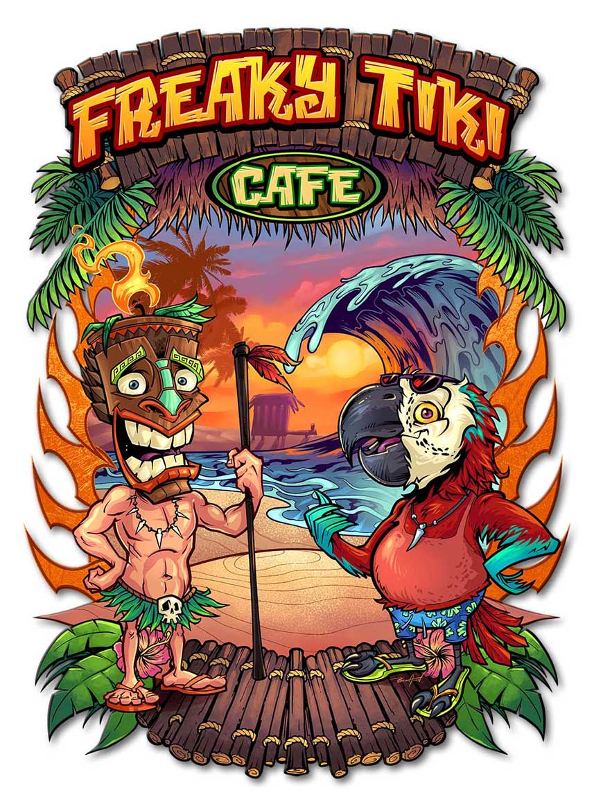 Tiki and Parrot Island Vintage Sign, Roadside Attractions, Metal Sign, Wall Art, 13 X 18 Inches