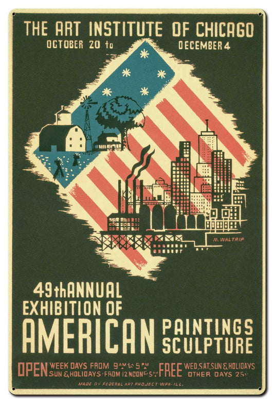 Art Institute Of Chicago 49th Annual Vintage Sign, Automotive, Metal Sign, Wall Art, 24 X 36 Inches