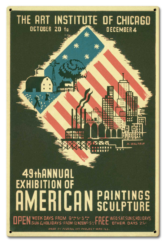 Art Institute Of Chicago 49th Annual Vintage Sign, Automotive, Metal Sign, Wall Art, 16 X 24 Inches