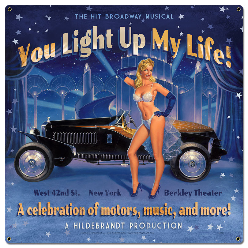 You Light Up My Life, Pinup Girls, Metal Sign, Wall Art, 18 X 18 Inches