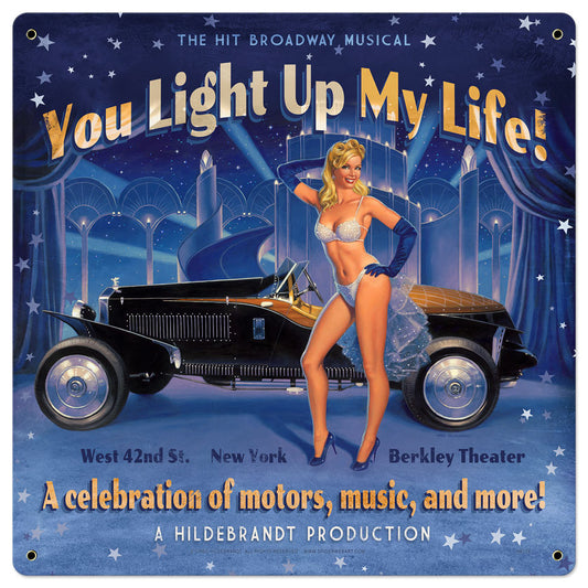 You Light Up My Life Vintage Sign, Pinup Girls, Metal Sign, Wall Art, 36 X 36 Inches