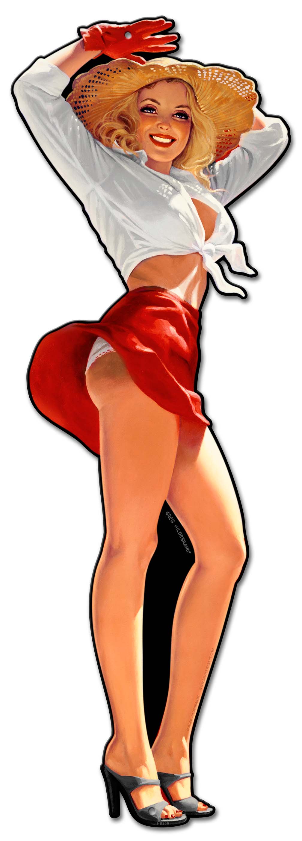 American Beauty Vintage Sign, Pinup Girls, Metal Sign, Wall Art, 12 X 34 Inches