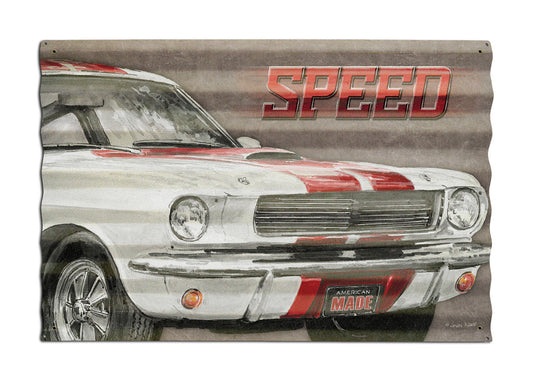 Speed Corrugated Vintage Sign, Automotive, Metal Sign, Wall Art, 24 X 16 Inches