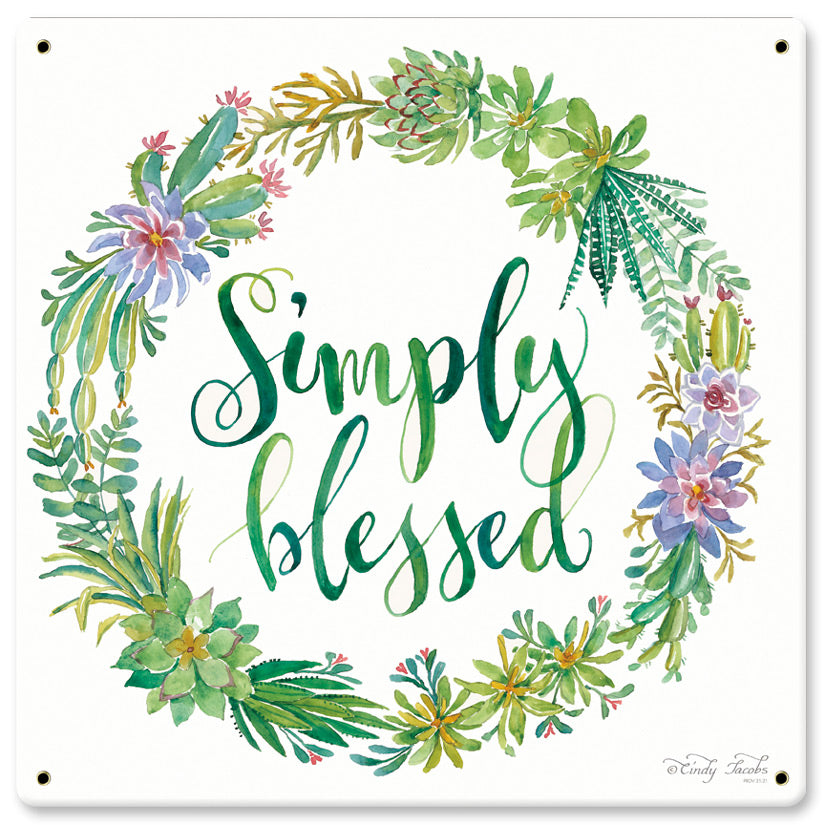 Simply Blessed Vintage Sign, Automotive, Metal Sign, Wall Art, 12 X 12 Inches