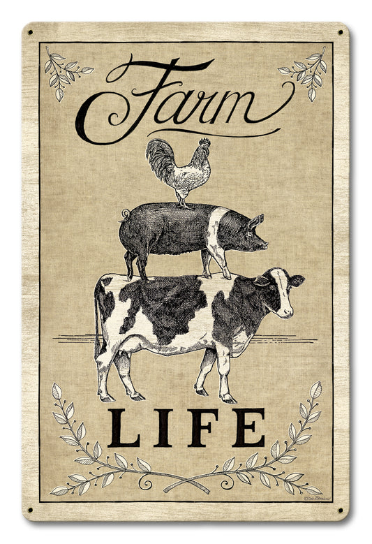 Farm Life Livestock Vintage Sign, Automotive, Metal Sign, Wall Art, 12 X 18 Inches