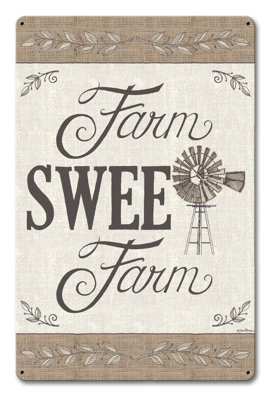 Farm Sweet Farm Vintage Sign, Automotive, Metal Sign, Wall Art, 12 X 18 Inches