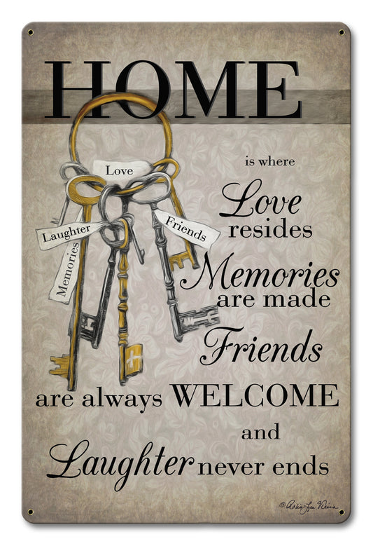 Home Is Where Vintage Sign, Automotive, Metal Sign, Wall Art, 12 X 18 Inches
