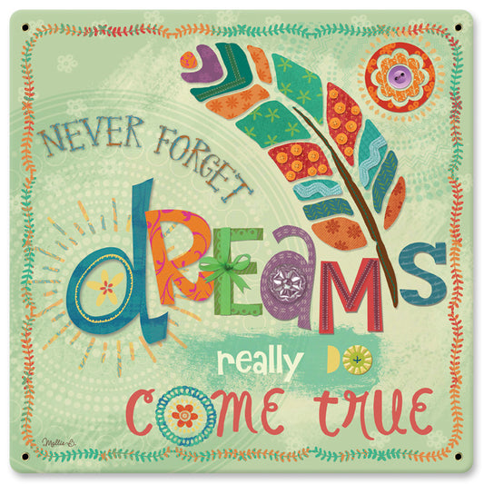 Never Forget Dreams Vintage Sign, Automotive, Metal Sign, Wall Art, 12 X 12 Inches