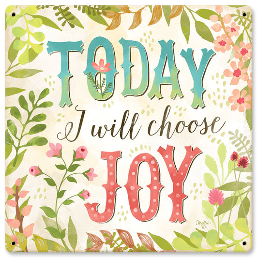 Today I Will Choose Joy Vintage Sign, Automotive, Metal Sign, Wall Art, 12 X 12 Inches