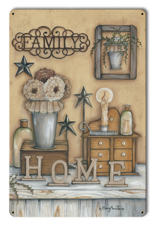 Family Home Vintage Sign, Automotive, Metal Sign, Wall Art, 12 X 18 Inches