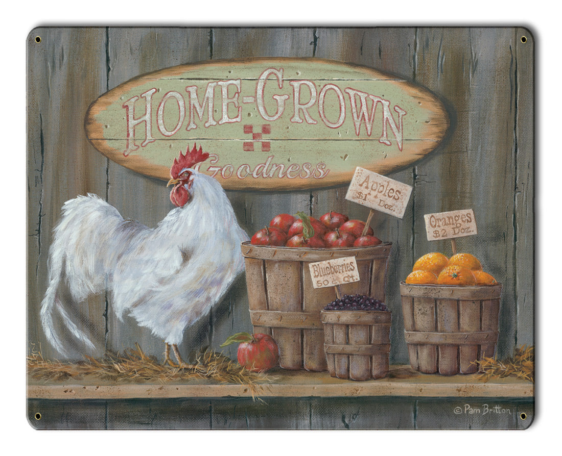 Home Grown Goodness Vintage Sign, Automotive, Metal Sign, Wall Art, 15 X 12 Inches