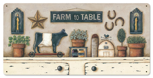Farm To Table Vintage Sign, Automotive, Metal Sign, Wall Art, 24 X 12 Inches