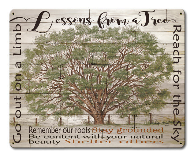 Lessons From A Tree Vintage Sign, Automotive, Metal Sign, Wall Art, 15 X 12 Inches