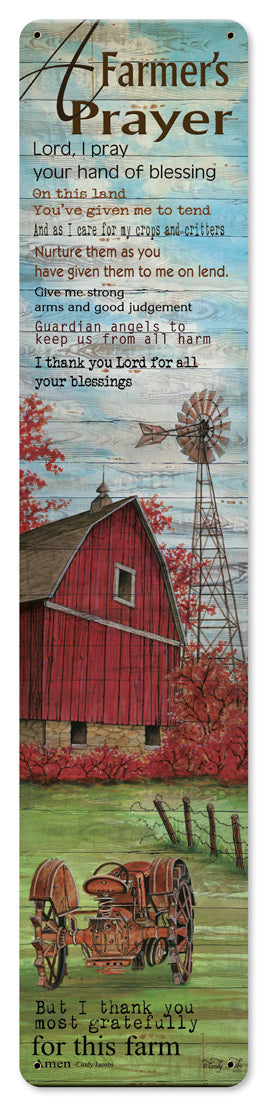 A Farmers Prayer Vintage Sign, Automotive, Metal Sign, Wall Art, 6 X 28 Inches