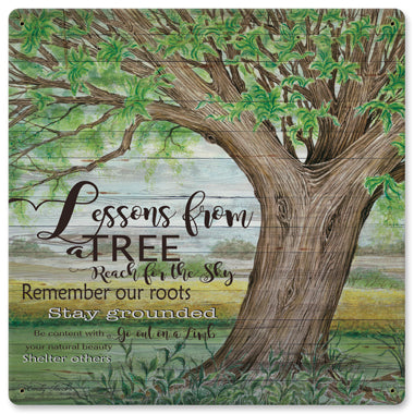 Lessons From A Tree Vintage Sign, Automotive, Metal Sign, Wall Art, 12 X 12 Inches