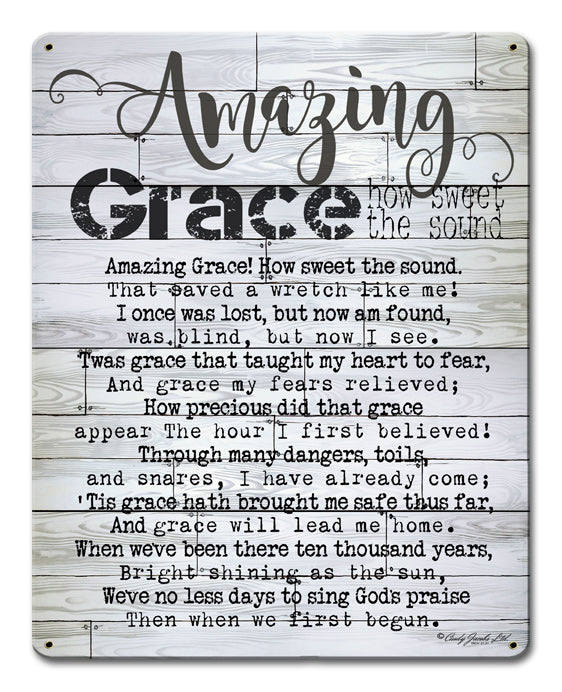 Amazing Grace Vintage Sign, Automotive, Metal Sign, Wall Art, 12 X 15 Inches