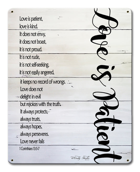 Love Is Patient Vintage Sign, Automotive, Metal Sign, Wall Art, 12 X 15 Inches