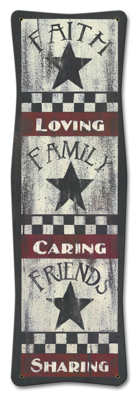 Loving Caring Sharing Vintage Sign, Automotive, Metal Sign 3, Wall Art, 8 X 24 Inches