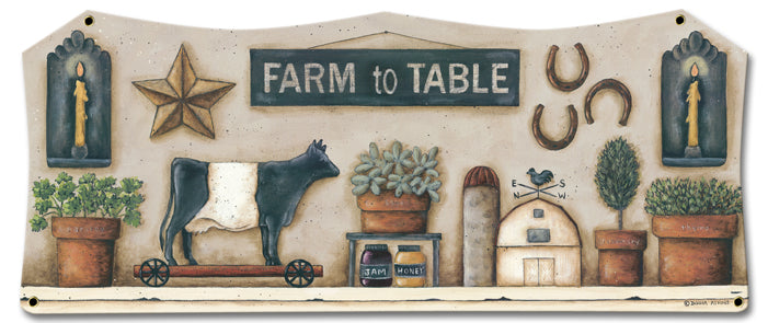 Farm To Table Vintage Sign, Automotive, Metal Sign, Wall Art, 23 X 10 Inches