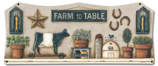 Farm To Table Vintage Sign, Automotive, Metal Sign, Wall Art, 23 X 10 Inches