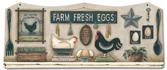 Farm Fresh Eggs Vintage Sign, Food & Drink, Metal Sign, Wall Art, 23 X 10 Inches