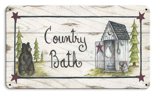 Country Bear Bath Vintage Sign, Automotive, Metal Sign, Wall Art, 8 X 14 Inches