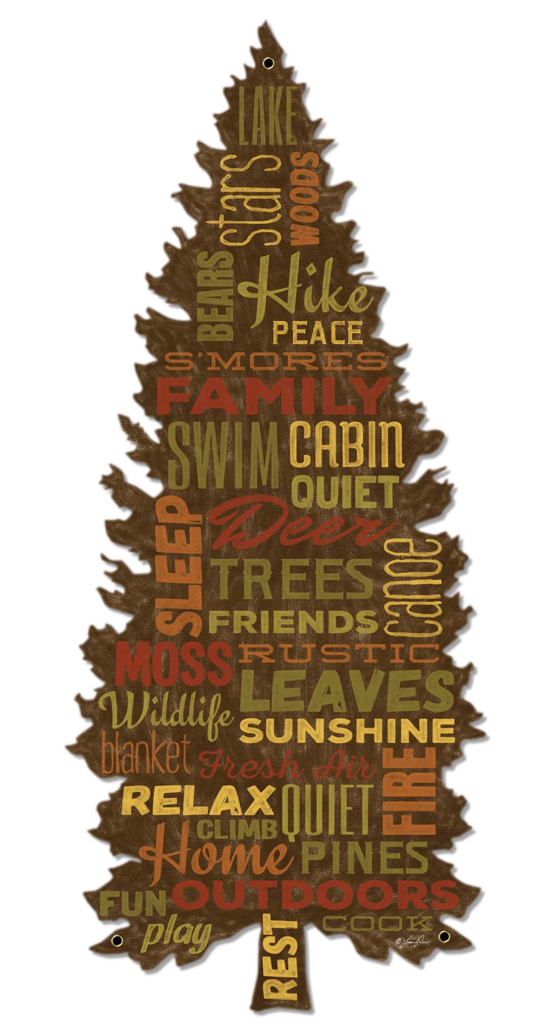Tree With Words Cutout Vintage Sign, Automotive, Metal Sign, Wall Art, 12 X 28 Inches