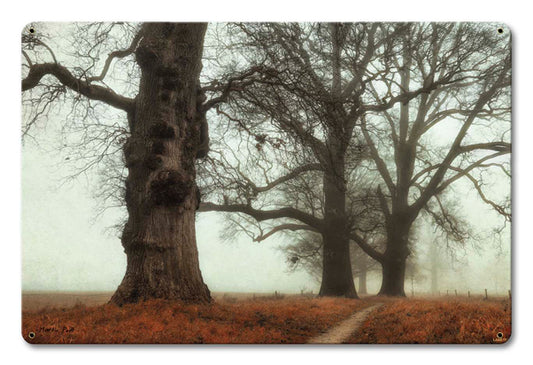Trees In The Fog Vintage Sign, Automotive, Metal Sign, Wall Art, 18 X 12 Inches