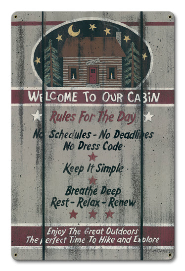 Welcome To Our Cabin Vintage Sign, Home & Garden, Metal Sign, Wall Art, 12 X 18 Inches