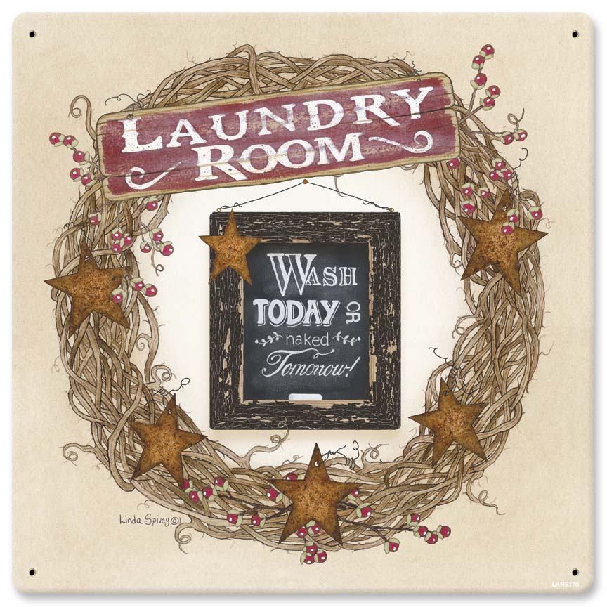 Laundry Room Wash Today Vintage Sign, Automotive, Metal Sign, Wall Art, 12 X 12 Inches