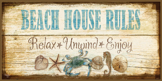 Beach House Rules Vintage Sign, Automotive, Metal Sign, Wall Art, 24 X 12 Inches