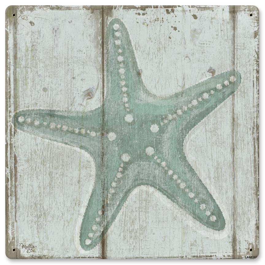 Starfish Vintage Sign, Home & Garden, Metal Sign, Wall Art, 12 X 12 Inches