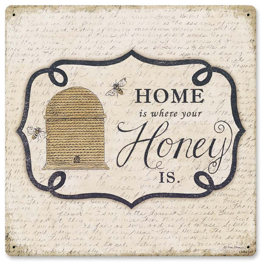 Home is Where Vintage Sign, Automotive, Metal Sign, Wall Art, 12 X 12 Inches