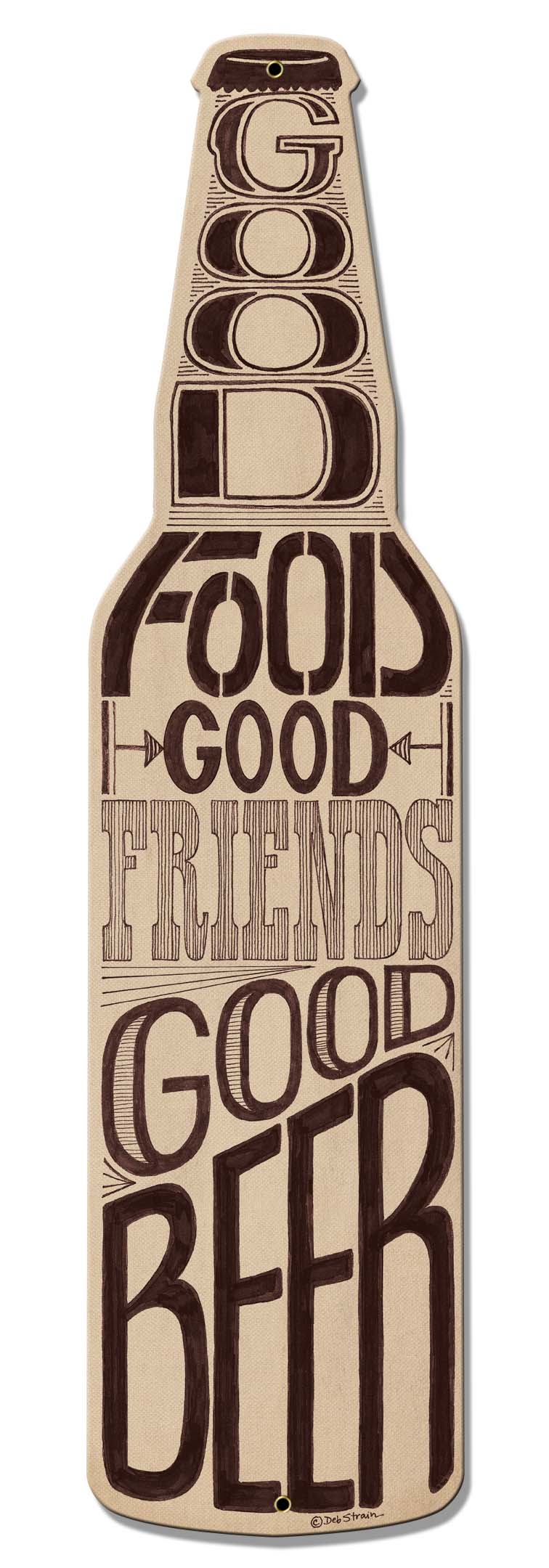 Good Food Friends Beer Vintage Sign, Man Cave, Metal Sign, Wall Art, 8 X 30 Inches