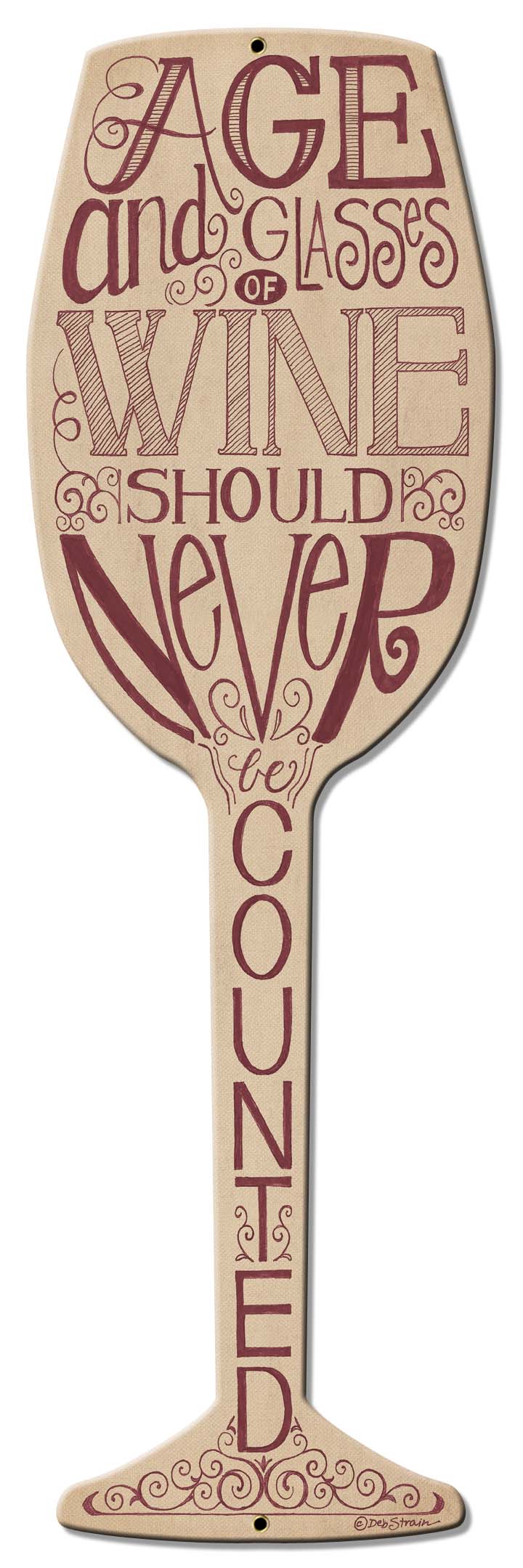 Age and Glasses of Wine Vintage Sign, Bar and Alcohol , Metal Sign, Wall Art, 8 X 30 Inches