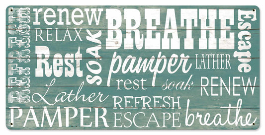 Breathe Pamper Refresh Vintage Sign, Automotive, Metal Sign, Wall Art, 24 X 12 Inches
