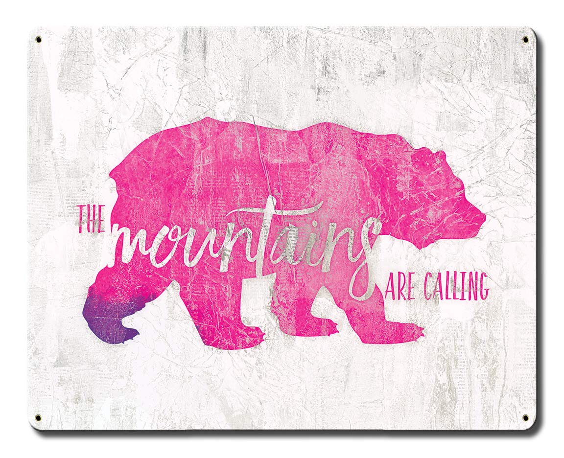 The Mountains Are Calling Vintage Sign, Automotive, Metal Sign, Wall Art, 15 X 12 Inches