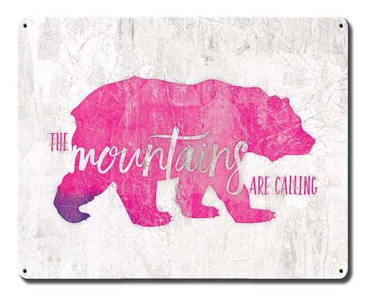 The Mountains Are Calling Vintage Sign, Automotive, Metal Sign, Wall Art, 15 X 12 Inches