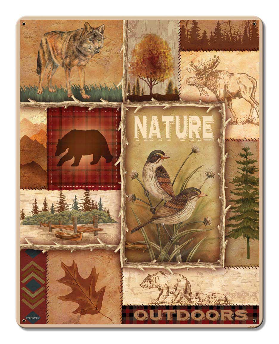 Nature Outdoors Vintage Sign, Automotive, Metal Sign, Wall Art, 12 X 15 Inches