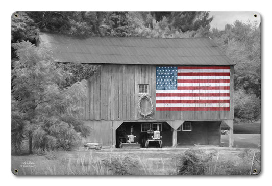 Barn Flag Vintage Sign, Automotive, Metal Sign, Wall Art, 18 X 12 Inches