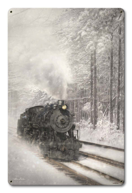 Snow Train Vintage Sign, Automotive, Metal Sign, Wall Art, 12 X 18 Inches