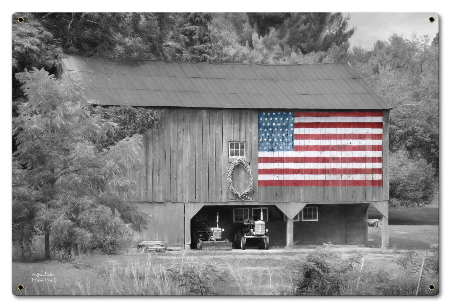 Barn Flag Vintage Sign, Automotive, Metal Sign, Wall Art, 24 X 16 Inches